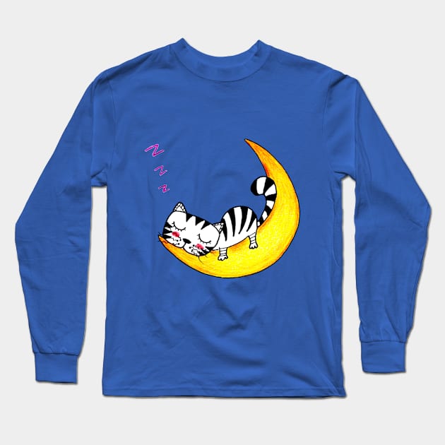 Moon Hugger Yuna | Dreaming in the Night Sky Long Sleeve T-Shirt by MiracelArt